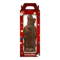 Sinterklaasfiguur 400 g in melkchocolade, vooraanzicht, transparante vierkante productafbeelding